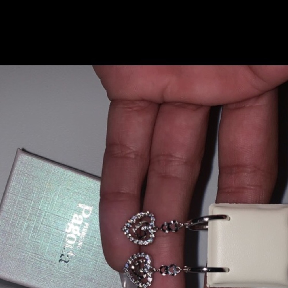 925 /crystal heart earrings